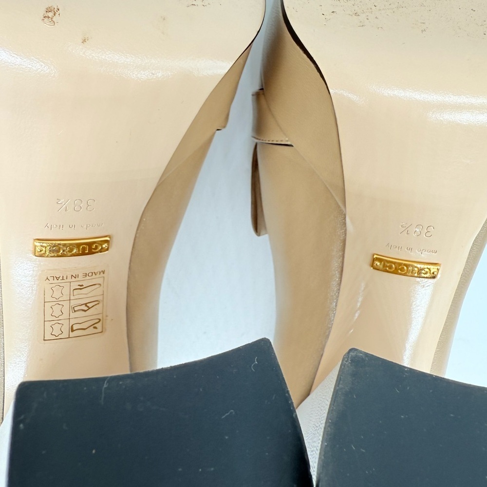 Gucci Tan/Mud Beige GG Marmont Fringe Platform Leather Loafers Pumps EU 38.5 - Picture 8 of 9